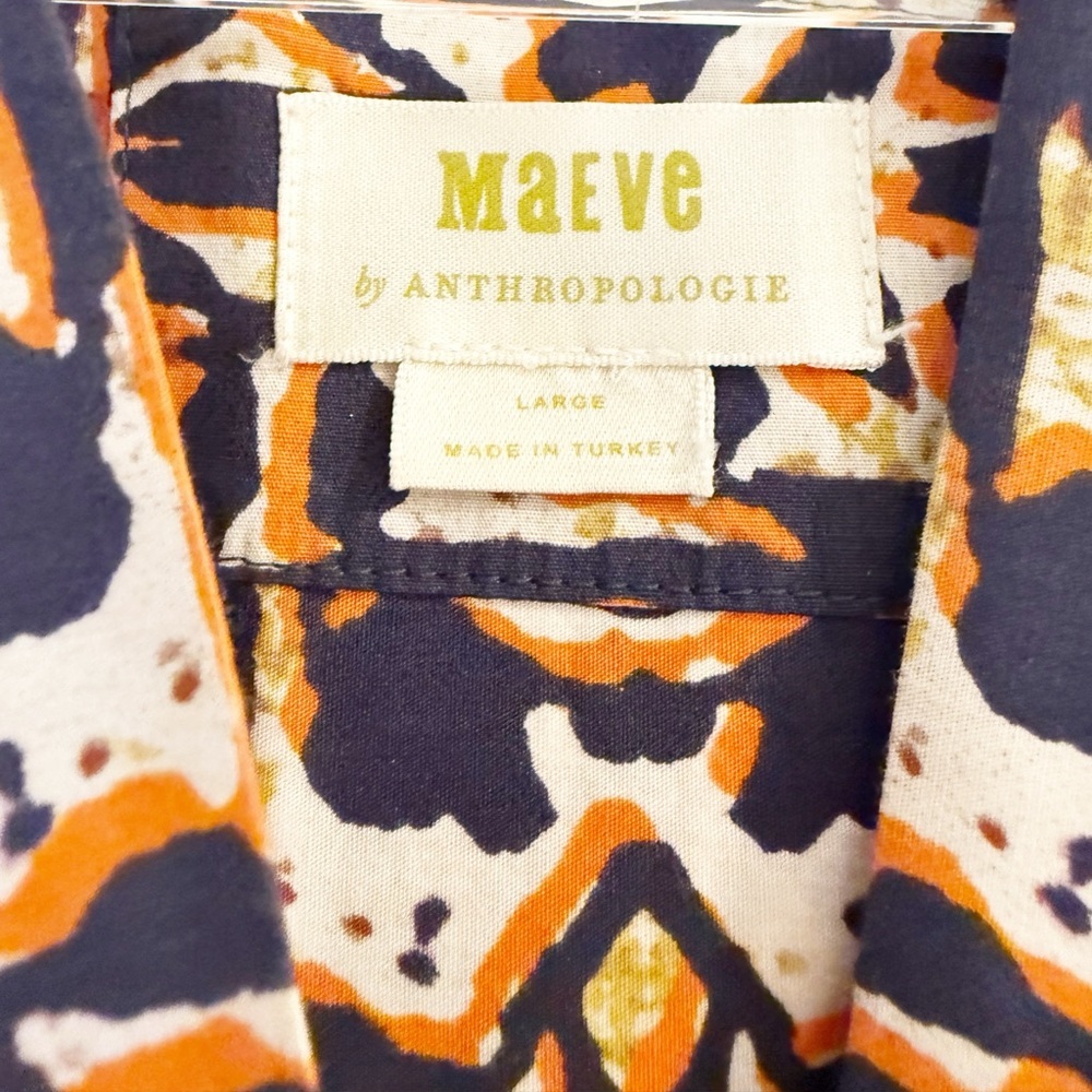 Anthropology Maeve Somerset Maxi In Orange Navy Print Dress - Picture 6 of 15
